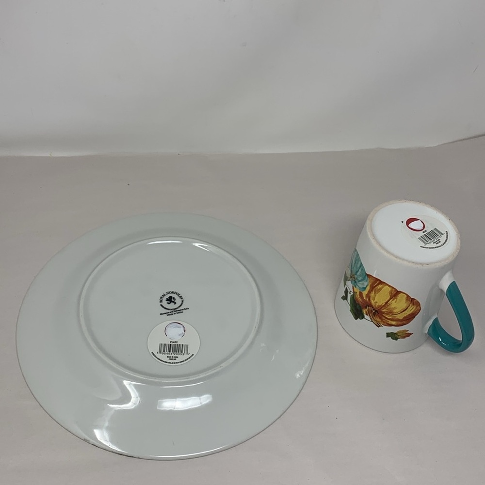 Royal Norfolk Stoneware Pumpkin Dinner Plates, 10.5 in. Thanksgiving themed - Picture 13 of 16